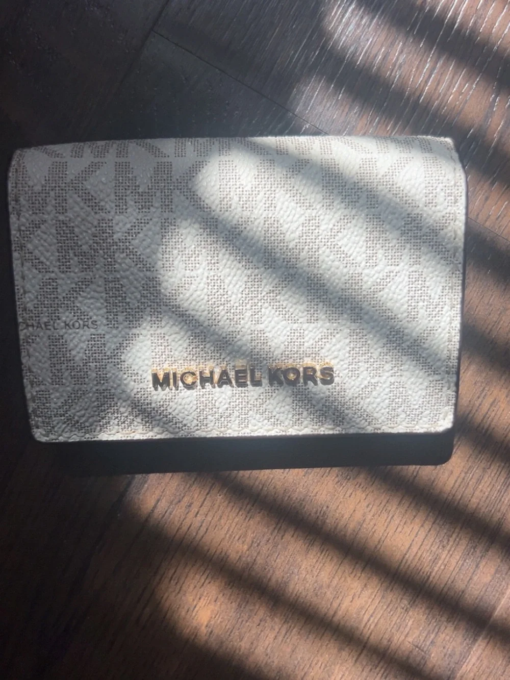 Michael Kors Cream/White Logo Shoulder Bag with Gold Chain